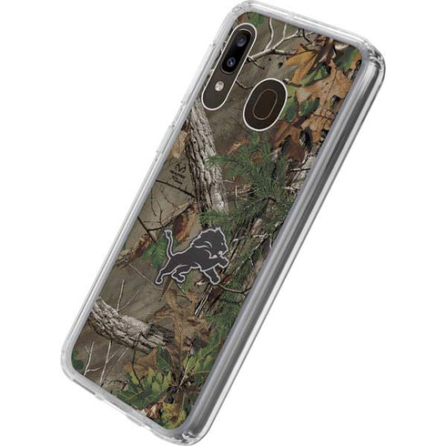 NFL Detroit Lions Realtree Xtra Green Camo Galaxy A20 Clear Case