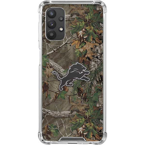 NFL Detroit Lions Realtree Xtra Green Camo Galaxy A32 5G Clear Case