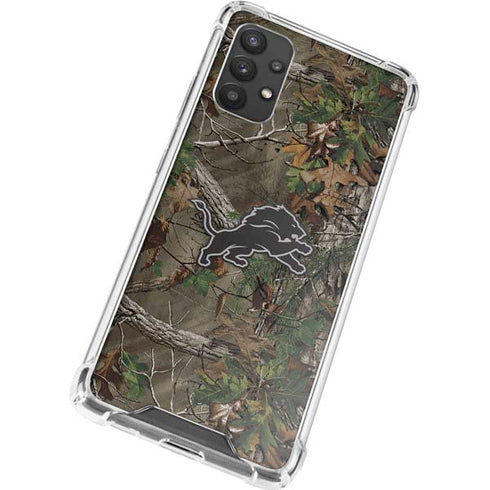 NFL Detroit Lions Realtree Xtra Green Camo Galaxy A32 5G Clear Case