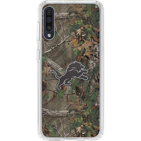NFL Detroit Lions Realtree Xtra Green Camo Galaxy A50 Clear Case