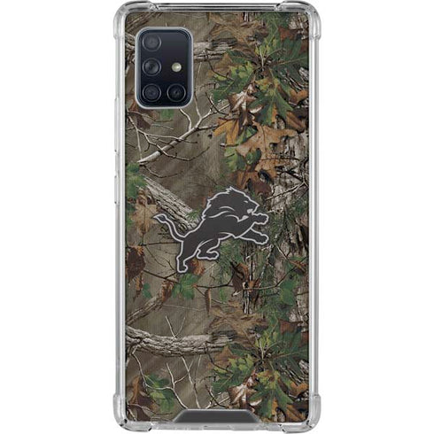 NFL Detroit Lions Realtree Xtra Green Camo Galaxy A51 5G Clear Case
