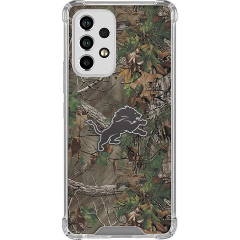 NFL Detroit Lions Realtree Xtra Green Camo Galaxy A53 5G Clear Case