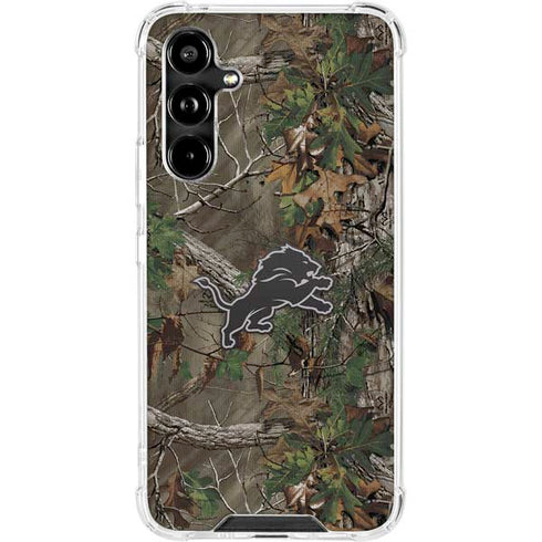 NFL Detroit Lions Realtree Xtra Green Camo Galaxy A54 5G Clear Case