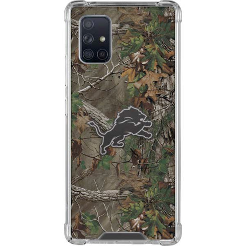 NFL Detroit Lions Realtree Xtra Green Camo Galaxy A71 5G Clear Case
