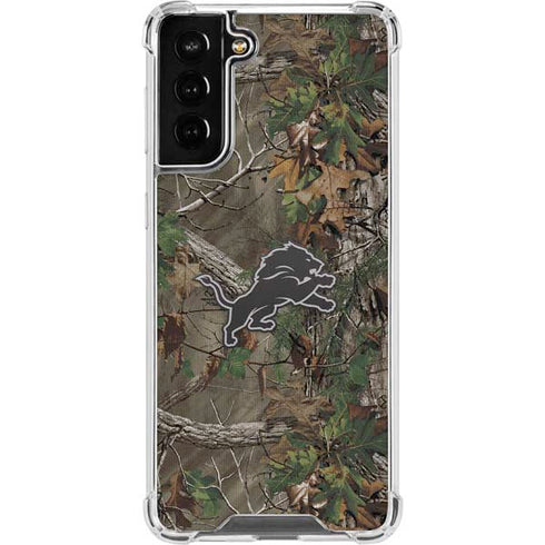 NFL Detroit Lions Realtree Xtra Green Camo Galaxy S22 Plus Clear Case