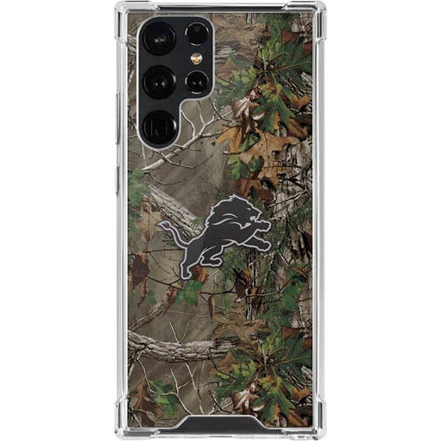 NFL Detroit Lions Realtree Xtra Green Camo Galaxy S22 Ultra Clear Case