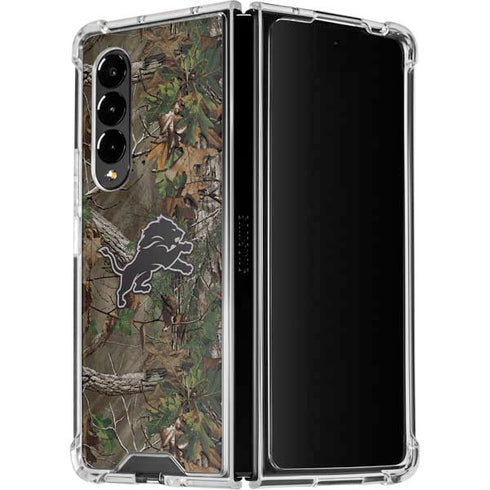 NFL Detroit Lions Realtree Xtra Green Camo Galaxy Z Fold4 5G Clear Case