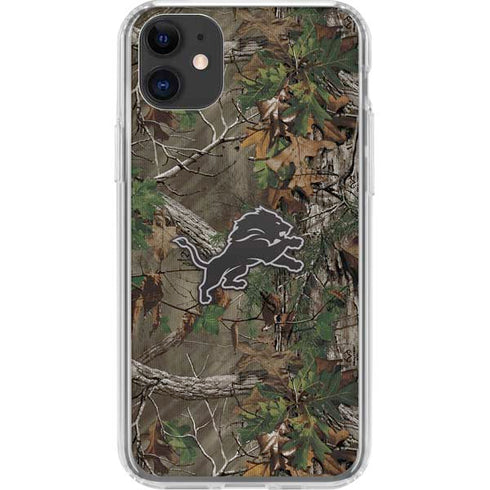 NFL Detroit Lions Realtree Xtra Green Camo iPhone 11 Clear Case