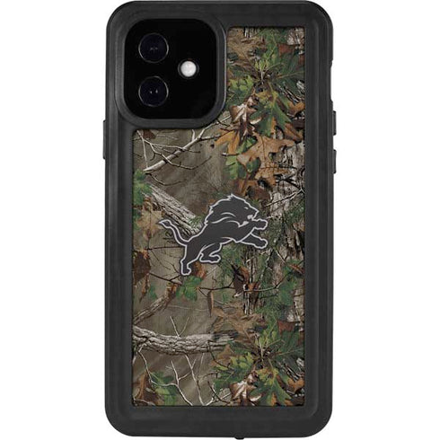 NFL Detroit Lions Realtree Xtra Green Camo iPhone 12 Waterproof Case