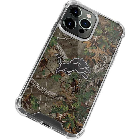 NFL Detroit Lions Realtree Xtra Green Camo iPhone 13 Pro Clear Case