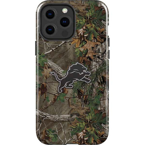 NFL Detroit Lions Realtree Xtra Green Camo iPhone 15 Pro Max Impact Case
