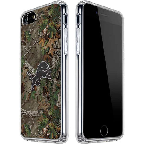 NFL Detroit Lions Realtree Xtra Green Camo iPhone SE (2nd & 3rd Gen) Clear Case