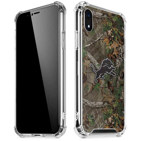 NFL Detroit Lions Realtree Xtra Green Camo iPhone XR Clear Case