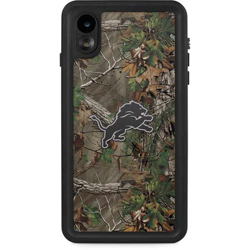 NFL Detroit Lions Realtree Xtra Green Camo iPhone XR Waterproof Case