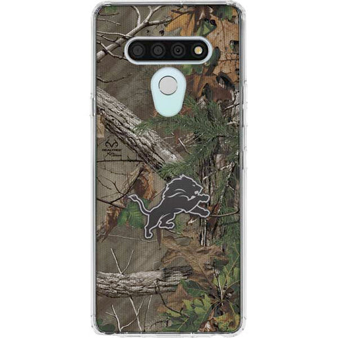NFL Detroit Lions Realtree Xtra Green Camo LG Stylo 6 Clear Case