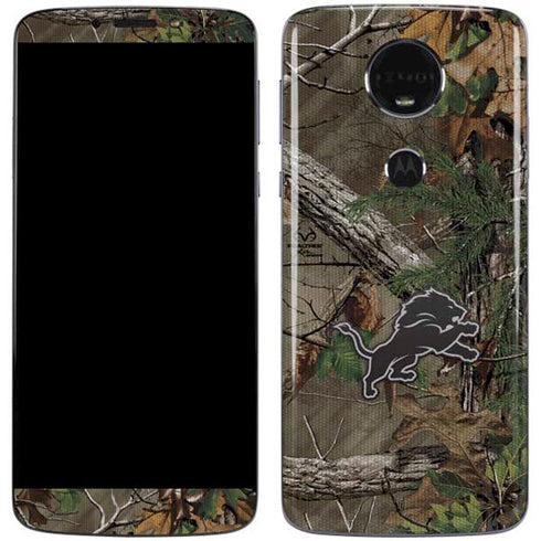 NFL Detroit Lions Realtree Xtra Green Camo Moto E5 Plus Skin