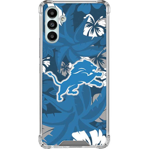NFL Detroit Lions Tropical Print Galaxy A13 5G Clear Case