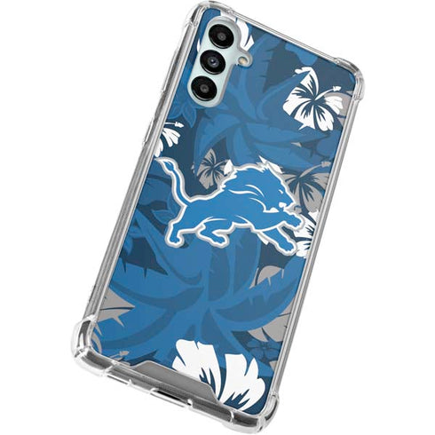 NFL Detroit Lions Tropical Print Galaxy A14 5G Clear Case