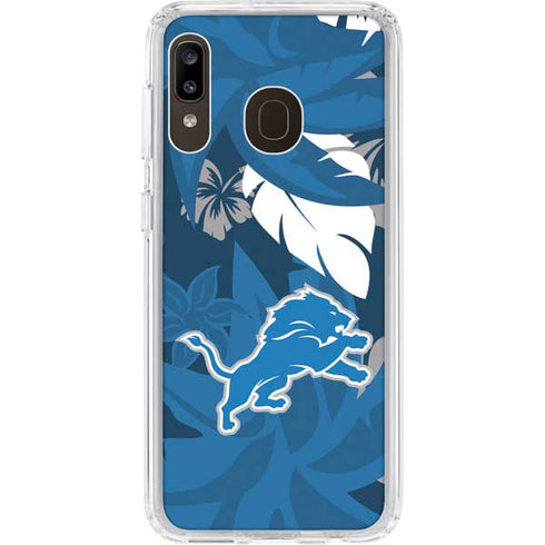NFL Detroit Lions Tropical Print Galaxy A20 Clear Case