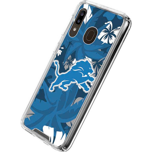 NFL Detroit Lions Tropical Print Galaxy A30 Clear Case