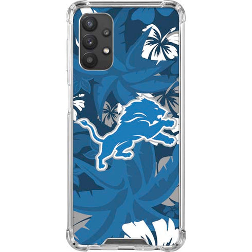 NFL Detroit Lions Tropical Print Galaxy A32 5G Clear Case