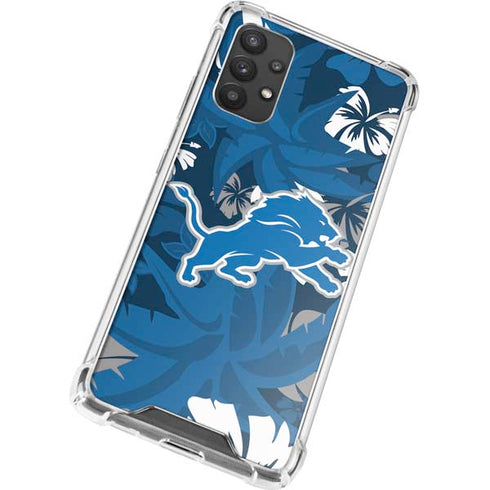 NFL Detroit Lions Tropical Print Galaxy A32 5G Clear Case