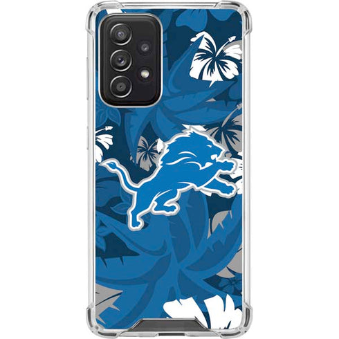 NFL Detroit Lions Tropical Print Galaxy A52 5G Clear Case