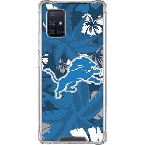 NFL Detroit Lions Tropical Print Galaxy A71 5G Clear Case