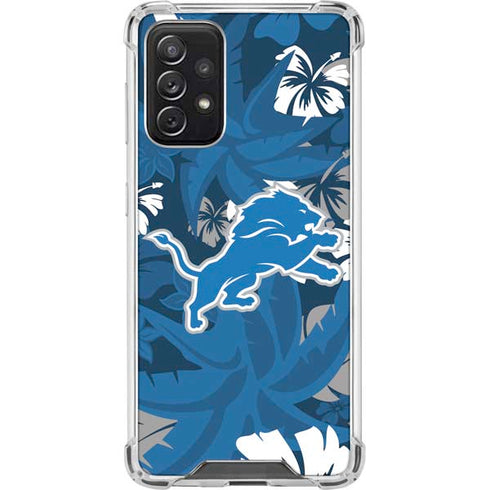 NFL Detroit Lions Tropical Print Galaxy A72 5G Clear Case