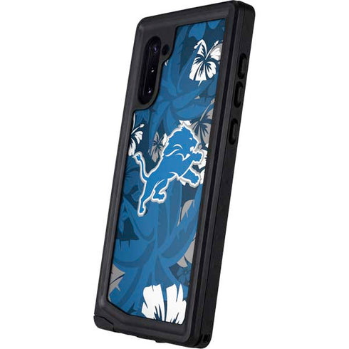 NFL Detroit Lions Tropical Print Galaxy Note 10 Waterproof Case