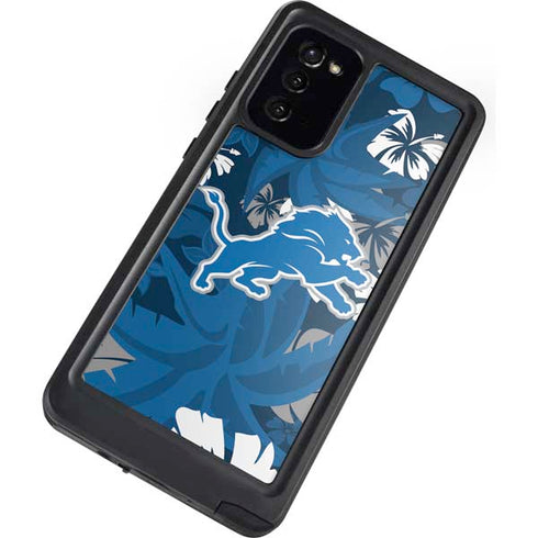 NFL Detroit Lions Tropical Print Galaxy Note20 5G Waterproof Case
