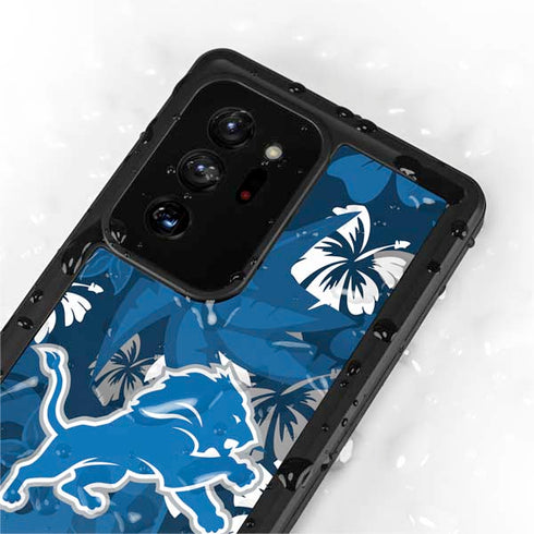 NFL Detroit Lions Tropical Print Galaxy Note20 Ultra 5G Waterproof Case