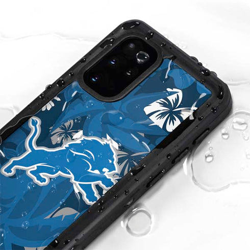 NFL Detroit Lions Tropical Print Galaxy S20 Plus Waterproof Case