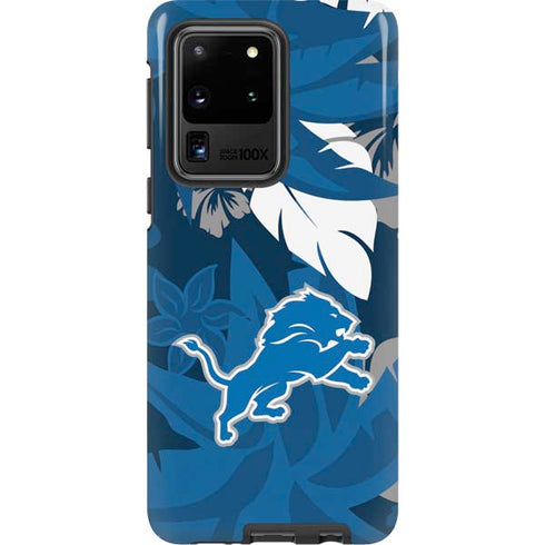 NFL Detroit Lions Tropical Print Galaxy S20 Ultra 5G Pro Case