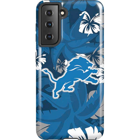 NFL Detroit Lions Tropical Print Galaxy S21 5G Pro Case