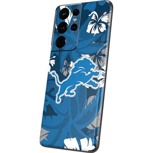 NFL Detroit Lions Tropical Print Galaxy S21 Ultra 5G Skin