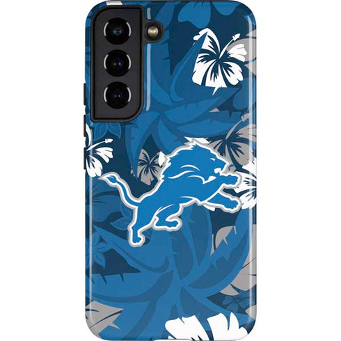 NFL Detroit Lions Tropical Print Galaxy S22 Pro Case