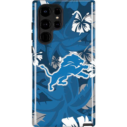 NFL Detroit Lions Tropical Print Galaxy S22 Ultra Pro Case