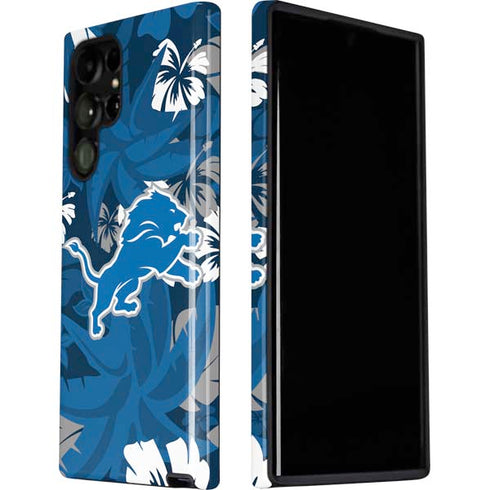 NFL Detroit Lions Tropical Print Galaxy S22 Ultra Pro Case