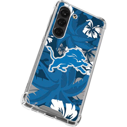 NFL Detroit Lions Tropical Print Galaxy S23 Clear Case