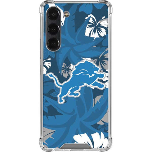 NFL Detroit Lions Tropical Print Galaxy S23 Plus Clear Case