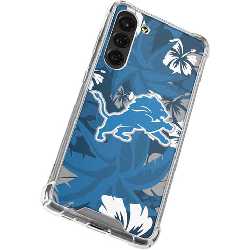 NFL Detroit Lions Tropical Print Galaxy S23 Plus Clear Case