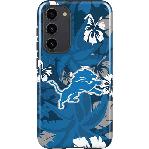 NFL Detroit Lions Tropical Print Galaxy S23 Plus Pro Case
