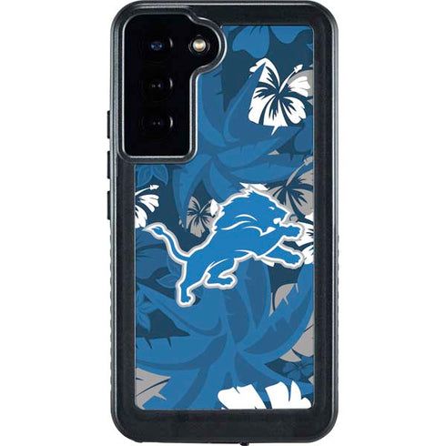 NFL Detroit Lions Tropical Print Galaxy S23 Plus Waterproof Case