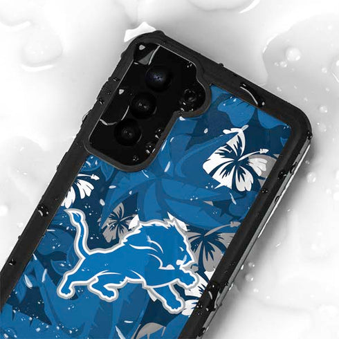 NFL Detroit Lions Tropical Print Galaxy S23 Plus Waterproof Case