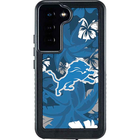 NFL Detroit Lions Tropical Print Galaxy S23 Waterproof Case