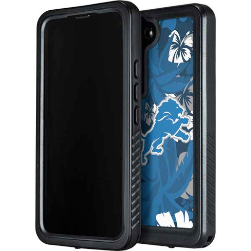 NFL Detroit Lions Tropical Print Galaxy S23 Waterproof Case