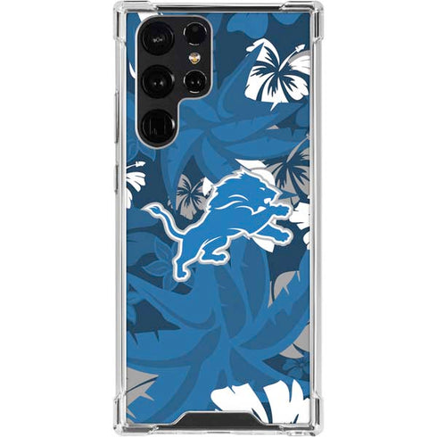 NFL Detroit Lions Tropical Print Galaxy S24 Ultra Clear Case
