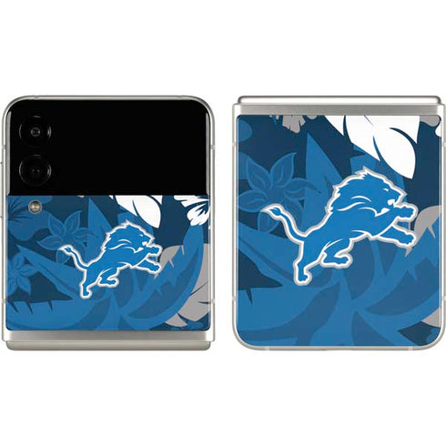 NFL Detroit Lions Tropical Print Galaxy Z Flip3 5G Skin