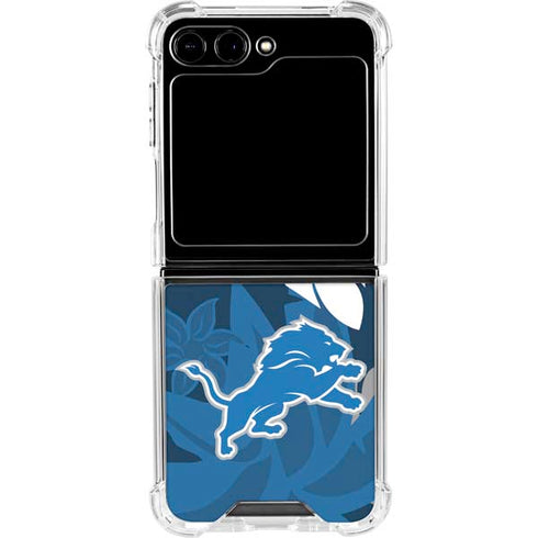 NFL Detroit Lions Tropical Print Galaxy Z Flip5 5G Clear Case
